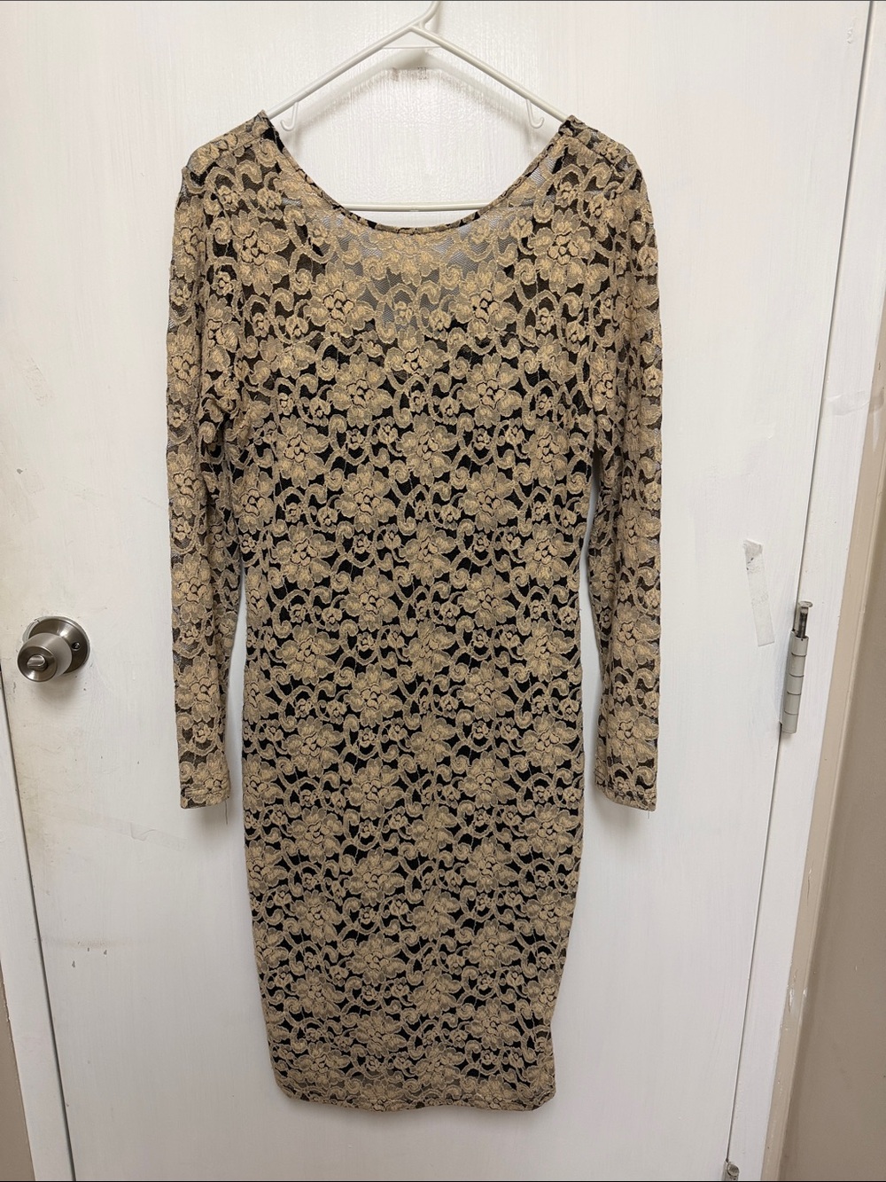 Ashro Black and Gold Lace Sheath Dress - Women